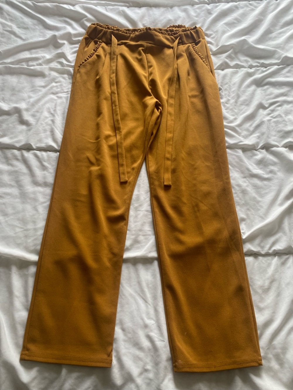 Soho Apparel Mustard Drawstring Wide-Leg Pants